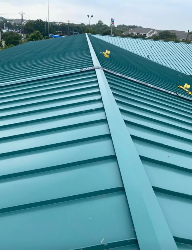 Green commercial metal roof ridge and valley for Metal Roof Repair in Santa Paula